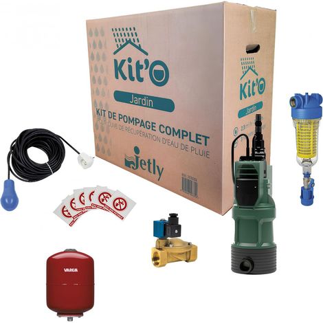 Jetly – Pompe immergée automatique pour récupérateur d'eau de pluie – Débit 2,5m³/h – Pression max 3,5 bars – Compatible cuves béton et PEHD (1/5)