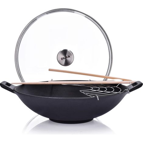 Le magnifique wok en fonte de 30 cm de Bjorn Duka, avec couvercle et accessoires (1/4)