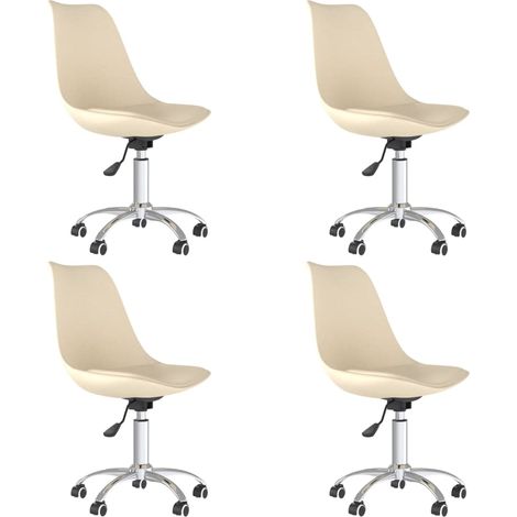 Esszimmerstühle 4 Stk. Drehbar Creme Stoff vidaXL (1/5)