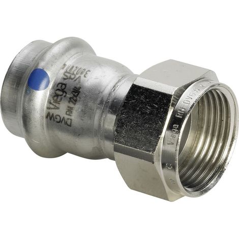 Viega Sanpress Inox LF-Anschlussverschraubung, d 22mm, G 1 Messing vernickelt, Stahl nichtrostend Modell 2363LF, 666682 (1/2)