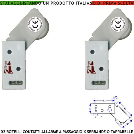 Antifurto Contatto per Serranda 2 Pezzi Rotello Protegge la Tapparella dal Sollevamento la Rotella Antiusura Spinta da Molla Muove lo Switch che Genera Impulsi Veloci 50 mS Necessita di Conta Impulsi (1/2)
