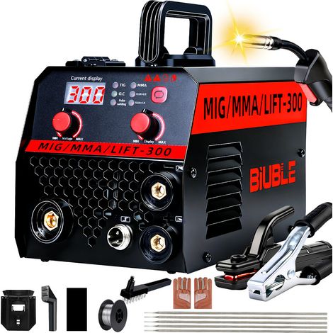 Poste à souder 7-en-1 300A IGBT – MIG/MMA/Lift TIG, écran numérique, ventilateur silencieux – Pour acier inox, carbone, fonte – Livré avec masque et accessoires – Atelier, chantier, domicile écran LCD (1/5)