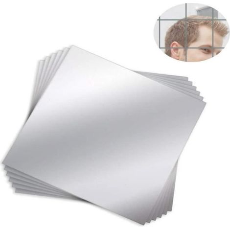 Autocollant Effet Miroir - 15x15 cm - PET - Pour Mur Tuile Verre Métal Plastique - 6 Pièces (1/4)