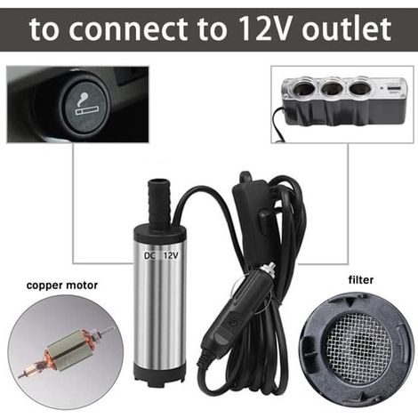 Pompe à carburant submersible 12 V, diamètre 38 mm, câble de 3 m (1/5)