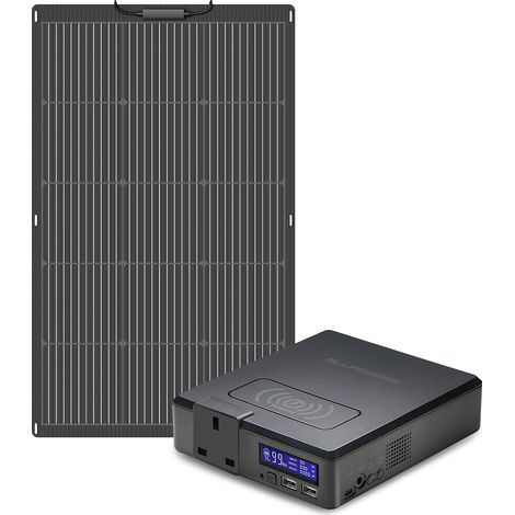 Power Station Solar Generator AC Power Bank 200W 154Wh with 100 W Monocrystalline Solar Panel for Outdoors Camping Travel Emergency Allpowers S200
