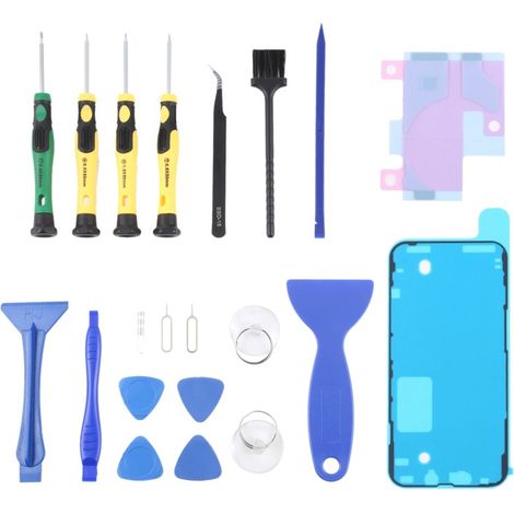 The JIAFA JF-8182 21-in-1 kit, including battery adhesive, waterproof midframe adhesive, and a repair tool kit, is suitable for... (1/4)