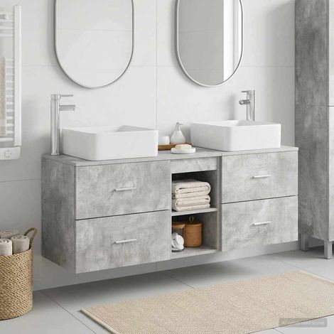 vidaXL Bathroom Cabinet Set 3 pcs Concrete Grey 129 x 41 x 80 cm (1/5)