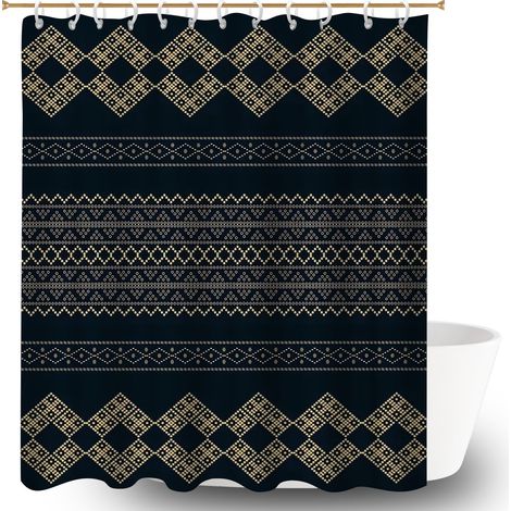 Ensemble rideau de douche polyester avec anneaux 180x180 Étanche voile de douche pour maison secondaire (1/5)