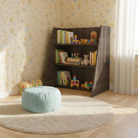 Scaffale Montessori in legno - Ordine e autonomia per bambini - Olmo jerez scuro