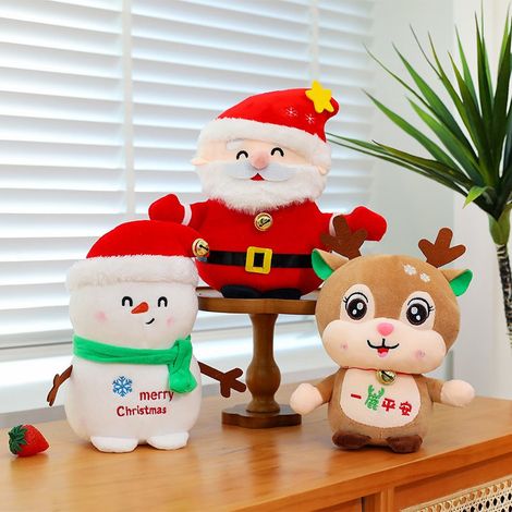 Peluches de Noël : Père Noël, renne, bonhomme de neige – le coffret idéal pour les filles et les garçons. Parfait comme décoration 25cm (1/5)