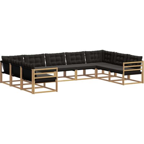Outdoor Sofa Set with Cushion 9 pcs White and Black vidaXL (1/5)