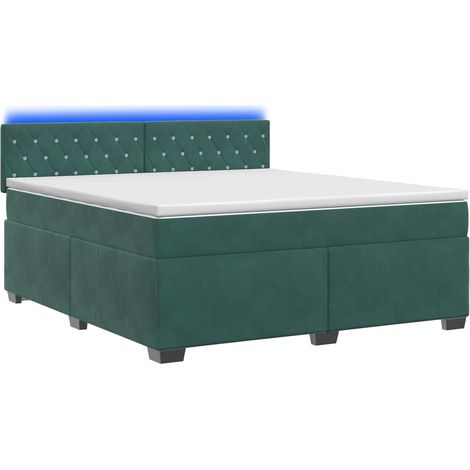 Maison Exclusive - Letto con Box Spring, Materasso e LED Verde Scuro 140 x 190 cm (1/5)