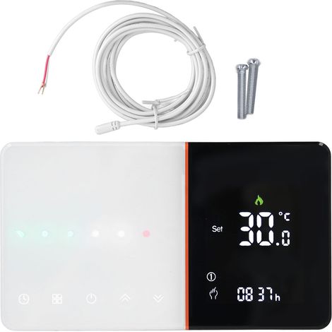 Thermostat programmable WiFi avec commande vocale, écran LCD rétro-éclairé à affichage négatif, curseur tactile, minuterie programmable, contrôleur de température intelligent pour maison, 95-240V.
