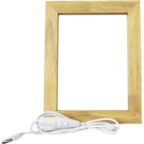 Cadre Photo LED Bois Chaleureux Éclairage 3d Support Photo Lumineux pour Bureau Veilleuse Déco Chambre Cadre Vertical 1 Pièce Lumière Blanche Chaude Présentoir Pratique (1/5)