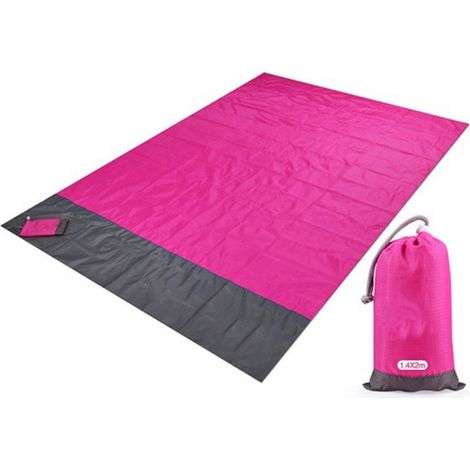 Tapis de pique-nique imperméable pliable extérieur, natte de camping antidérapante à rayures en polyester, format mini de poche, résistant à l'humidité pour plage et randonnée (1/4)