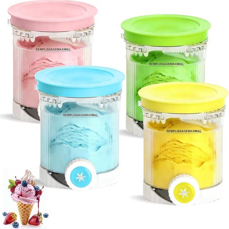 Lot de 4 récipients à glace Ninja Swirl Creami Deluxe de 480 ml avec couvercles colorés, compatibles avec les séries Ninja Creami NC701 & NC700, sans BPA et passent au lave-vaisselle (1/5)