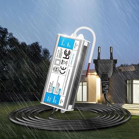 Transformateur 220V 24V 6W LED Driver Etanche IP67, Extérieur Transfo avec Prise 220V AC à 24V 0,25A Convertisseur Imperméable Ultra Fin Alimentation Tension Basse Constante Adaptateur (1/5)