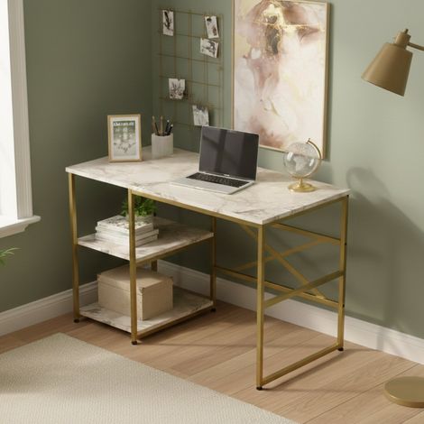 Escritorio Scorpius, 2 Estantes, 60x120x75h cm dorado (1/5)