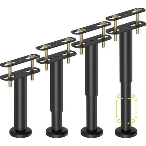 Set aus 4 höhenverstellbaren Bettstützbeinen (18-31 cm), Mittelstützbeinen für Bettgestell, Mittellatten und Möbel, robuste Metall-Ersatzbeine. (1/5)