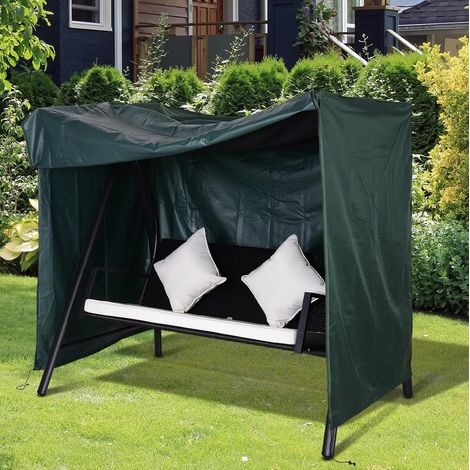 Copertura per altalena da giardino 46x32x6 cm, protezione da intemperie, chiusura con zip, poliestere verde scuro (1/5)