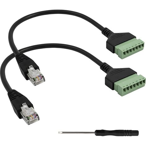 Adaptateur Ethernet RJ45 vers Bornier à Vis 8 Broches, Fiche RJ45 sans Outil pour Cat7 Cat6 Cat5e, Adaptateur RJ45, Extendeur LAN, Répartiteur Réseau Cat7 (1/5)