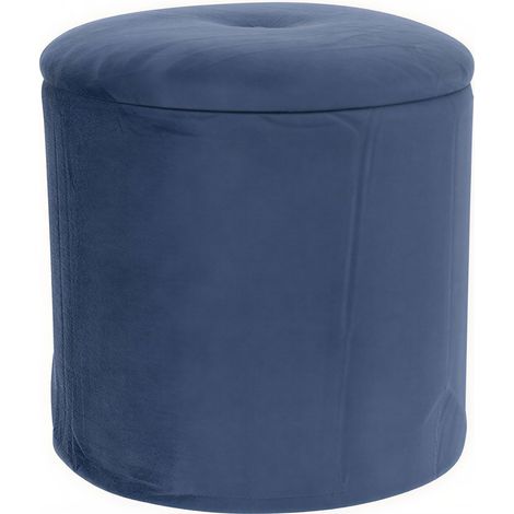 Marvin Pouf Contenitore in Velluto Selina Sgabello Salvaspazio con Vano Portaoggetti Seduta Moderna Elegante per Soggiorno Camera da Letto Blu (1/4)