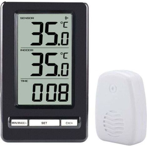 Digitales Innen- und Außenthermometer, kabelloses Thermometer mit Fühlersensoren, HD-LCD-Display, Temperaturanzeige, Min/Max-Speicher, Anzeige in °C/°F (1/5)