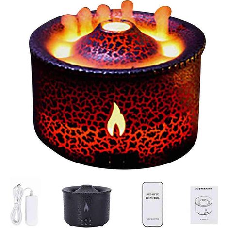 Diffuseur d'huiles essentielles Volcano Silent Flame : humidificateur à brume de 500 ml, 2 modes, brumisateur de feu, arrêt automatique sans eau, diffuseur d'huiles essentielles (1/3)