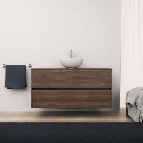 Inda - Mobile bagno L.120 con lavabo in appoggio / Rovere castano