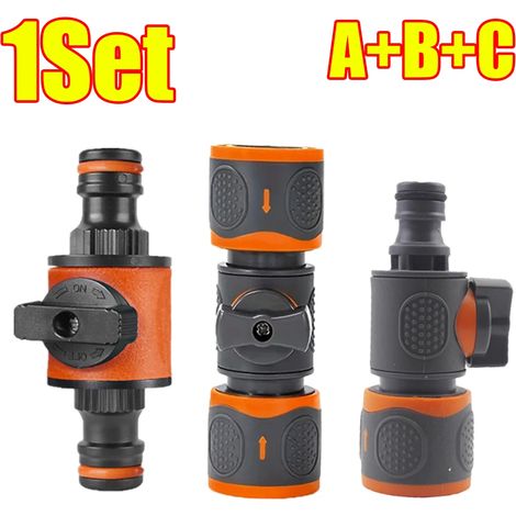 (1 lot de 3 raccords) Raccord rapide pour tuyau d'arrosage 16 mm, vanne d'arrêt, embout de raccordement rapide, tuyau d'irrigation, arrêt d'eau (1/5)