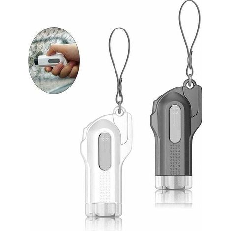Juego de 2 llaveros de rescate, XU, rompeventanas, cortacinturones de seguridad, martillo de emergencia para coche, vidrio templado, acero de tungsteno, con cristal de seguridad, otros KZQ - KZQ (1/4)