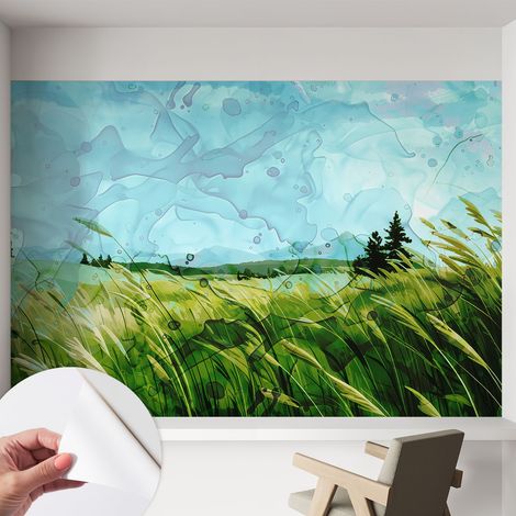 Carta da parati adesiva - lavabile - decorazione murale - per cucina - pellicola decorativa Paesaggi verdi 152x104 cm (1/5)