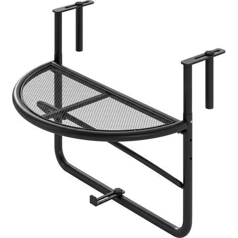 Table d'appoint pliante à 3 hauteurs réglables, métal, 60 x 45 x 50 cm, noire.
