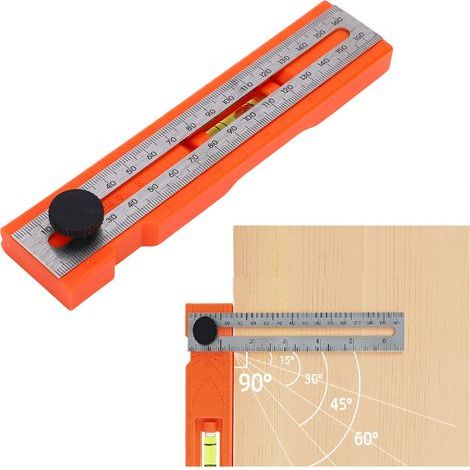 Outil de marquage de position réglable avec bouton, rapporteur multi-angle pliable, règle de mesure de profondeur, niveau à bulle, rapporteur d'angle, outil de travail du bois précis (1/5)