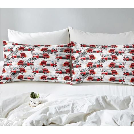 Housse de Couette 90x190,Réversible Parure de Lit Enfant Ado Garçon Voiture de Dessin Animé, Gris Rouge - JRP (1/4)