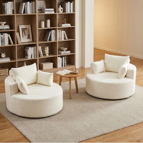 Poltrona singola 72h senza montaggio 1 posto  beige in ciniglia morbida con cuscino schienale (1/5)