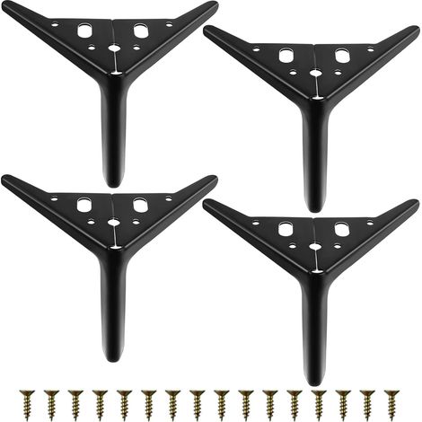 QAZQA Lot de 4 pieds de meubles de 15 cm noirs, pieds de canapé en métal, pieds de table DIY en métal avec vis, pieds de meubles modernes, utilisés pour tables basses, armoires TV, lit. (1/5)