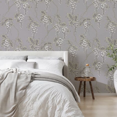 Papier peint intissé Wisteria Mauve 1005 x 52cm Gris, blanc (1/5)