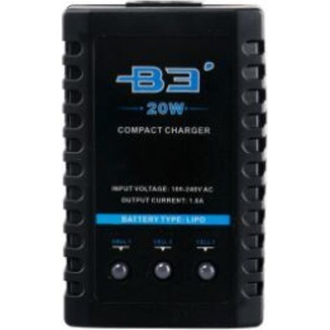 B3 20W 1.6A Pro Balance Charger for 2S 3S 7.4V 11.1V Lithium LiPo Battery Mini Portable RC Airplane Charger - Black (1/4)
