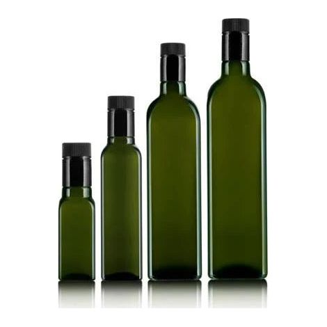 Bottiglia per olio Marasca - con tappo VARIE MISURE DA LT 0,100 LT 0,250 LT 0,500 LT 0,750 LT 1.00 - Specifiche: capacità lt.0,25 - vetro verde - 48 pz (1/5)