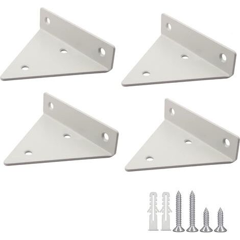 Set of 4 White Triangle Shelf Brackets, Wall-Mounted Shelf Supports with Screws for Garden, Kitchen, Living Room, 20kg Load Capacity