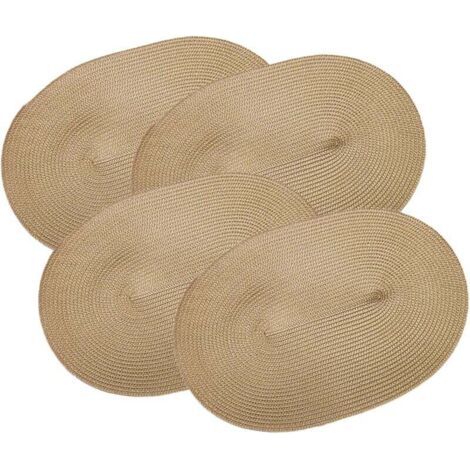 Lot de 4 sets de table ovales en toile de jute Beige（3045cm）