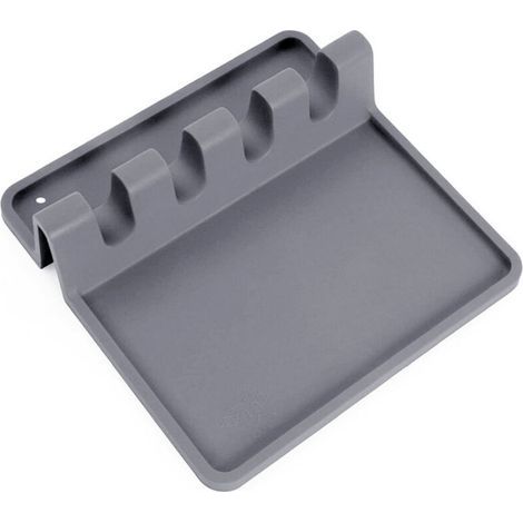 Supporto per cucchiaio da cucina, supporto per utensili, porta utensili da cucina per mestolo, spatola, posate, coperchio, supporto in silicone con scolapiatti, strumento per proteggere piano di lavor (1/5)