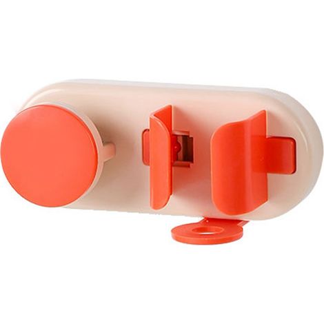 Ensemble porte-brosse à dents et gobelet pour salle de bain sans perçage, support mural automatique pour brosse à dents électrique, rose et orange (gobelet non inclus) (1/4)