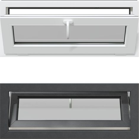 Ventana de sótano RISOR 110 x 40 cm PVC y vidrio Gris antracita vidaXL (1/5)