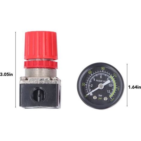 Regulateur De Pression - 0-180 Psi - Pour Compresseur D'air - Robinet A Tournant Spherique 1/4 Pouces - Kit Complet (1/4)