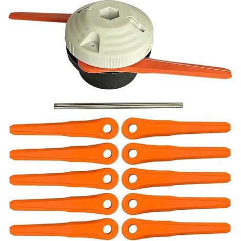 Tête de débroussailleuse PolyCut 6-2 (4006-710-2137) avec 10 lames et tige de montage, compatible avec les modèles Stihl FS38, FS40, FS45, FS50, FSA60 et FSA86, système de coupe à double lame pour pel (1/5)