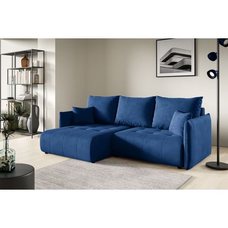 Ecksofa Schlafsofa CANIO Stoff Monolith Dunkelblau Ottomane Links (1/4)