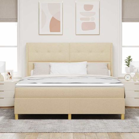 Boxspringbett mit Matratze Creme 180 x 200 cm Stoff (1/5)