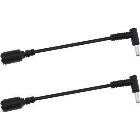 Lot de 2 câbles de chargeur pour ordinateur portable DC 7,4 x 5 mm femelle vers 4,5 x 3 mm mâle avec câble adaptateur broche pour HP Pavilion Envy (1/5)